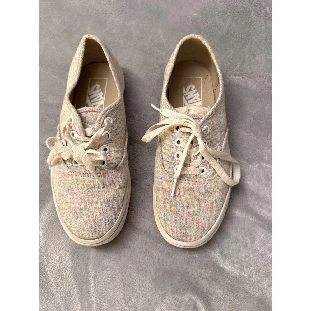 Vans Authentic Low Top Sneakers Multi Color Pastel Knit Mens 4.5 Womens‎ 6.0
